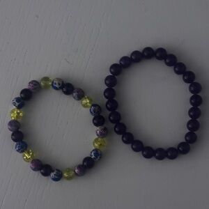 3/20$ Beaded Purple Bracelet Matching Set